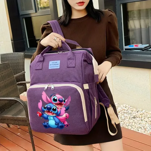 Sac à langer pliable avec berceau intégré et poches isolées – motif Stitch Disney