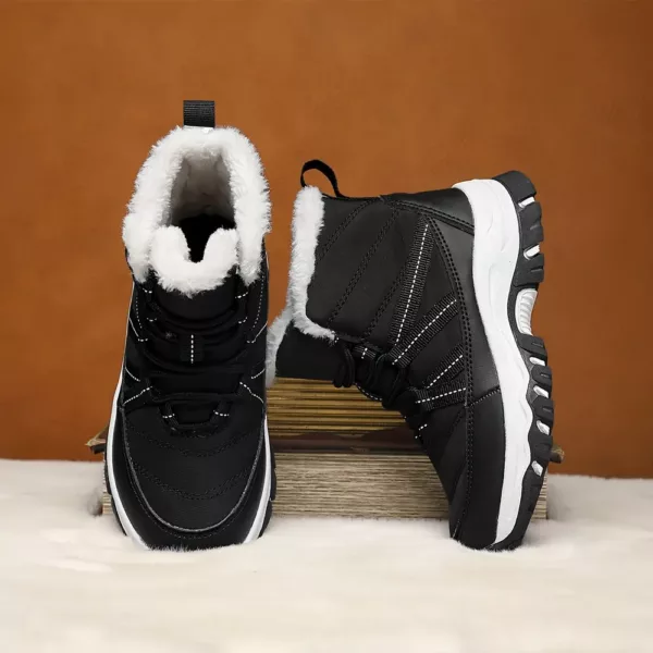 Bottes de neige enfant mi-hautes à lacets – doublure polaire chaude antidérapante