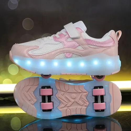 Chaussures à roulettes LED USB – baskets lumineuses rechargeables unisexe