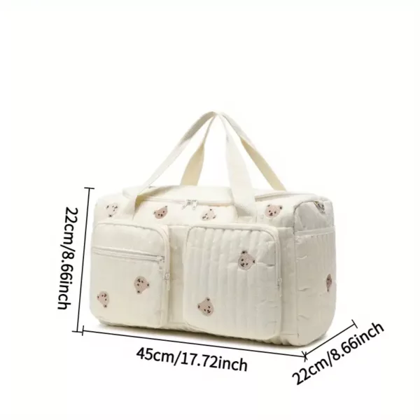 Sac à langer bandoulière en polyester brodé motif ours – pratique pour voyage