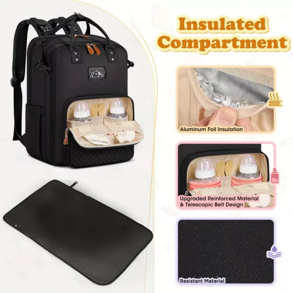 Sac à dos à langer multifonction avec pochette amovible – idéal voyage et sortie