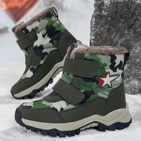 Bottes de neige enfant camouflage imperméables – doublure chaude hiver