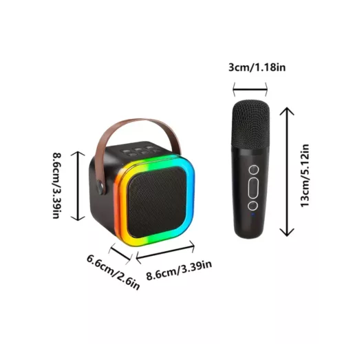 Karaoké portable avec 2 micros filaires – mini système audio tout-en-un