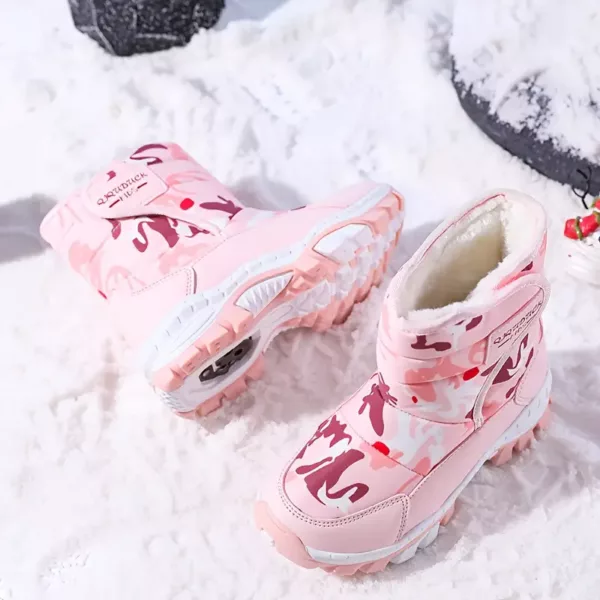 Bottes de neige enfant camouflage imperméables – chaleur et confort hivernal