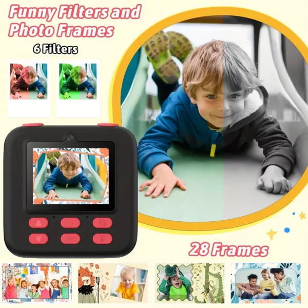Appareil photo instantané enfant – caméra jouet avec impression thermique intégrée