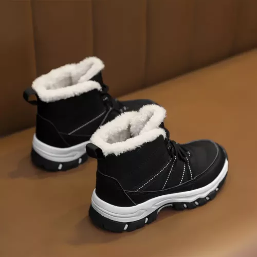 Bottes de neige enfant mi-hautes à lacets – doublure polaire chaude antidérapante
