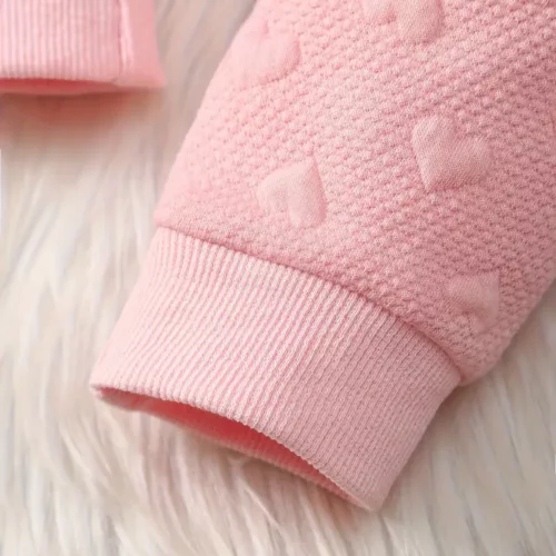 Ensemble naissance bébé fille 2 pièces – pull cœur et pantalon doux hiver
