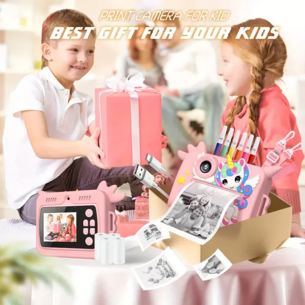 Appareil photo instantané enfant HD 1080P – caméra amusante avec impression intégrée