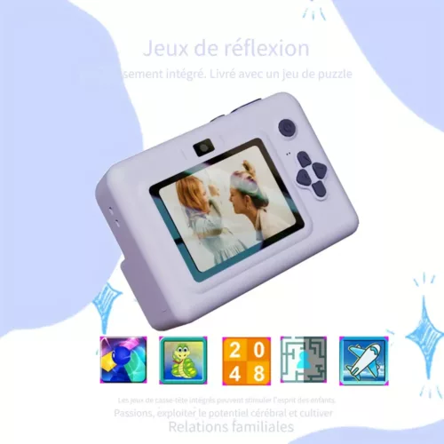 Appareil photo instantané enfant avec double caméra et impression thermique ludique