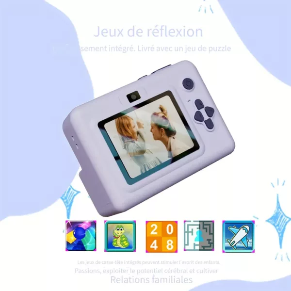 Appareil photo instantané enfant avec double caméra et impression thermique ludique
