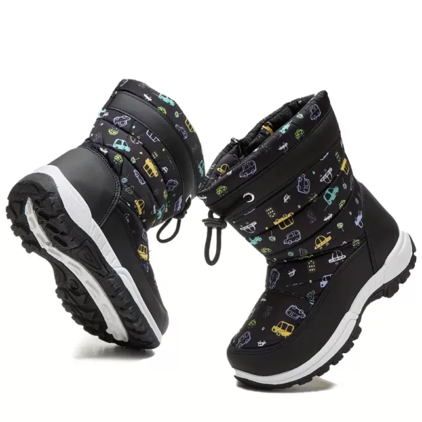 Bottes de neige enfant imperméables avec motif fleurs et dessins animés chaleureux