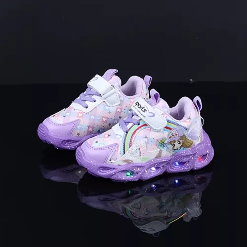 Baskets lumineuses enfant à motifs dessin animé – chaussures sport fille LED