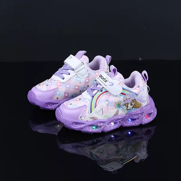 Baskets lumineuses enfant à motifs dessin animé – chaussures sport fille LED