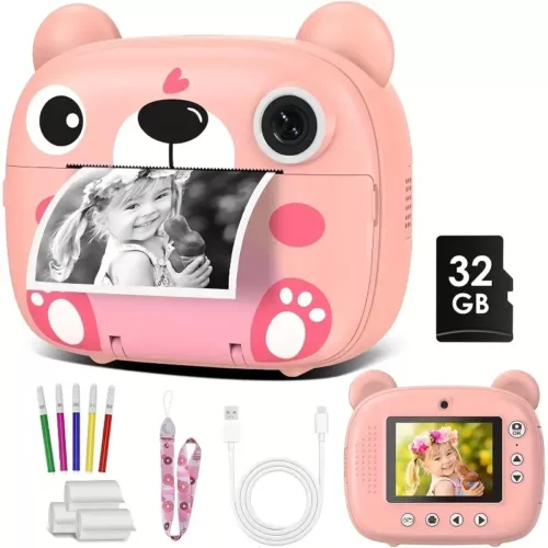Appareil photo instantané enfant à impression thermique – double objectif et selfie