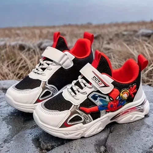 Baskets garçon à motif cartoon – maille respirante légère pour école et sport