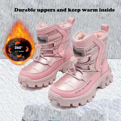 Bottes de neige enfant imperméables camouflage – chaleur et adhérence hiver