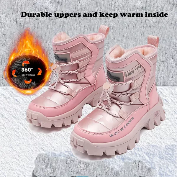 Bottes de neige enfant imperméables camouflage – chaleur et adhérence hiver