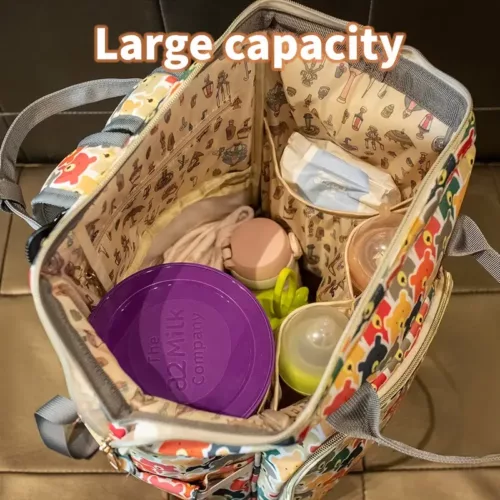 Sac à dos isotherme multifonction avec poches repas et imprimé lion girafe