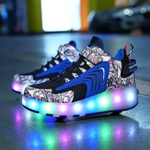 Patins à roulettes à double roue respirants – design tendance pour enfants et ados