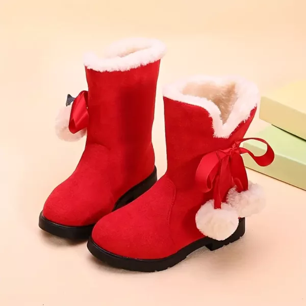 Bottes de neige fille fourrées polaire – fermeture zip, semelle PVC antidérapante