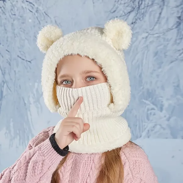 Ensemble bonnet, cache-cou et masque enfant en tricot chaud – mixte hiver