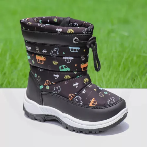 Bottes de neige enfant imperméables avec motif fleurs et dessins animés chaleureux