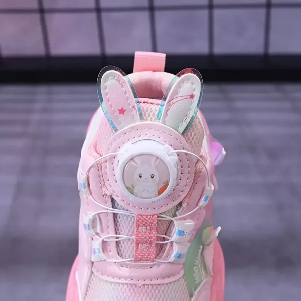 Chaussures princesses fille à LED avec oreilles de lapin et motifs papillon cœur