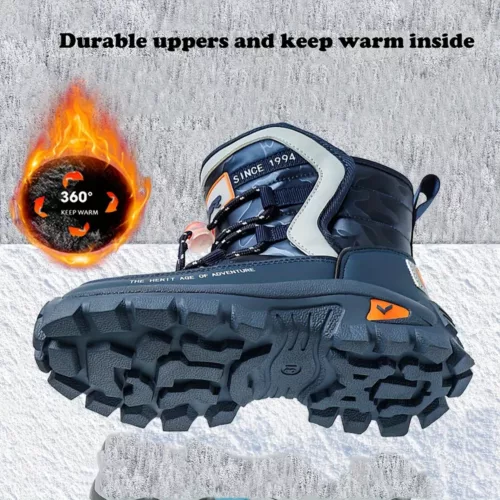 Bottes de neige enfant imperméables camouflage – chaleur et adhérence hiver