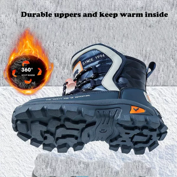Bottes de neige enfant imperméables camouflage – chaleur et adhérence hiver