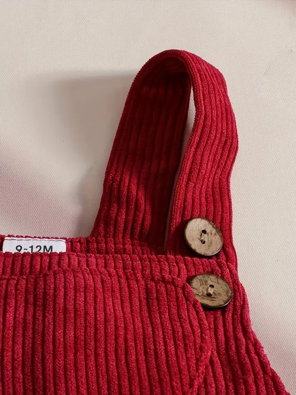 Tenue naissance bébé fille – haut à manches longues en velours côtelé avec cœur imprimé
