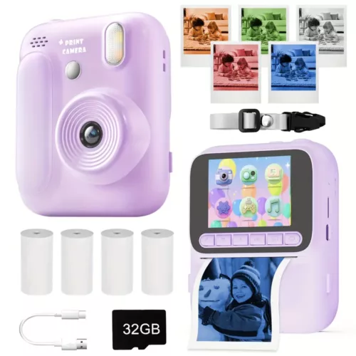 Appareil photo instantané enfant 48MP avec impression thermique et carte 32Go