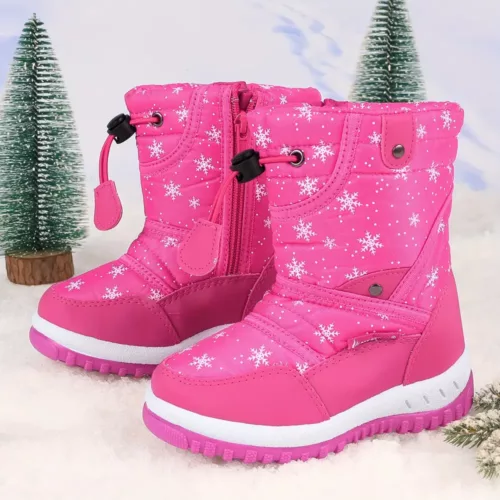 Bottes de neige enfant imperméables doublées chaud – scratchs et semelle TPR antidérapante