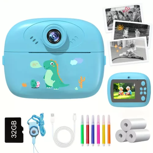 Appareil photo instantané enfant 1080P – double objectif, impression HD
