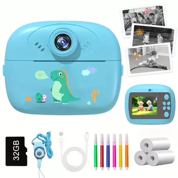 Appareil photo instantané enfant 1080P – double objectif, impression HD