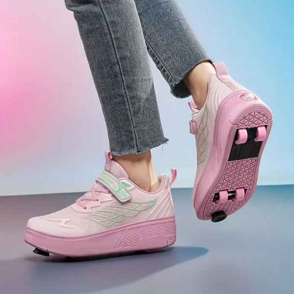 Chaussures à roulettes détachables pour enfants – baskets respirantes 4 roues