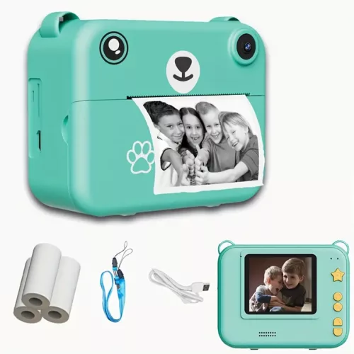 Appareil photo instantané enfant avec impression thermique – USB, 3 papiers inclus