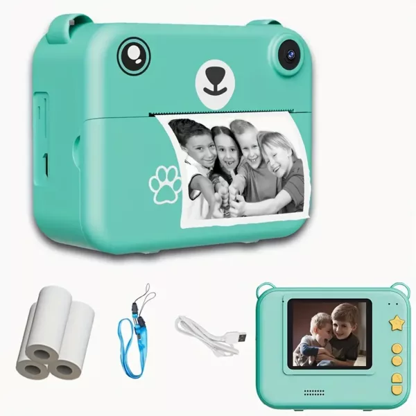 Appareil photo instantané enfant avec impression thermique – USB, 3 papiers inclus