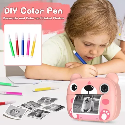 Appareil photo instantané enfant à impression thermique – double objectif et selfie