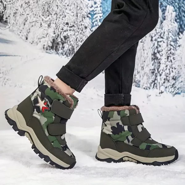 Bottes de neige enfant imperméables doublées fourrure – hiver mixte antidérapantes