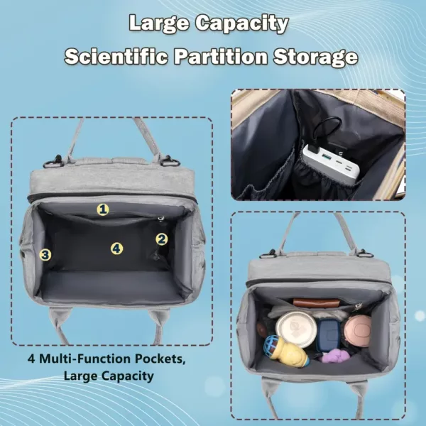 Sac à dos à langer multifonction bébé – matelassé, pratique pour voyage