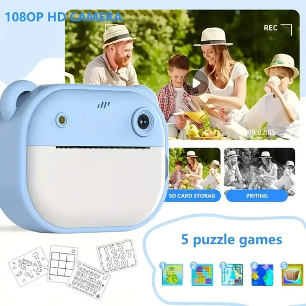 Appareil photo instantané enfant avec impression thermique et fonction vidéo dessin