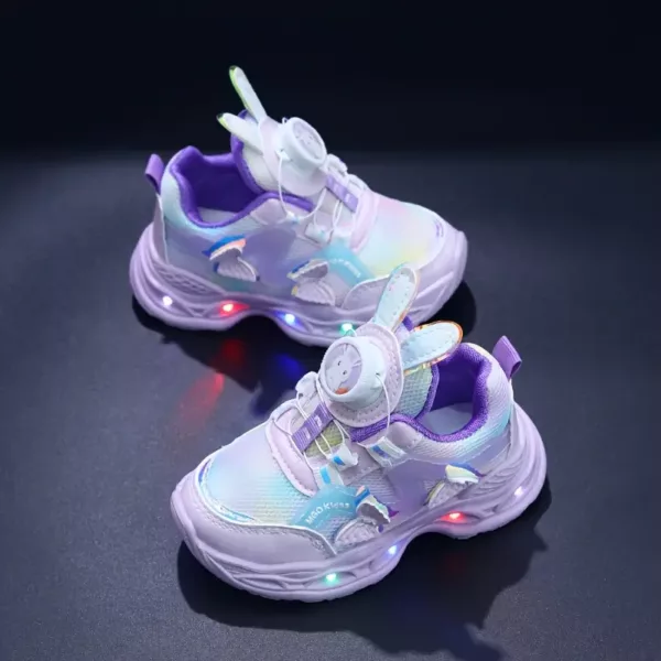 Chaussures princesses fille à LED avec oreilles de lapin et motifs papillon cœur