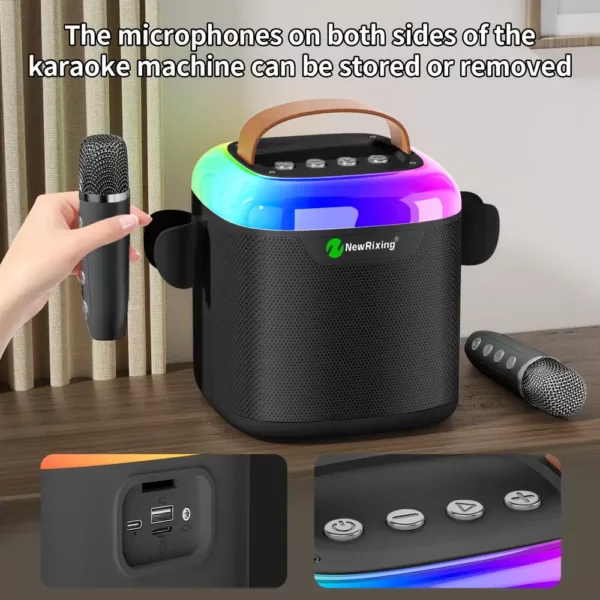 Machine karaoké sans fil avec 2 micros – rechargeable, portable et puissante