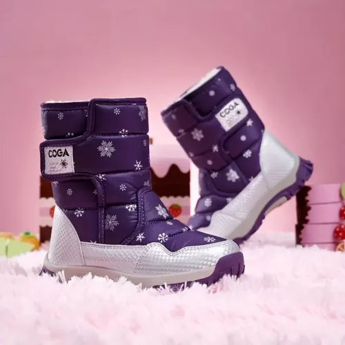 Bottes de neige enfant fourrées imperméables – look décontracté chaud garçon fille