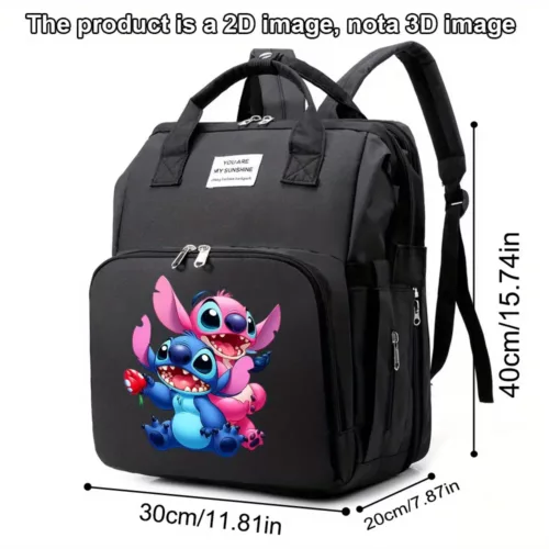 Sac à langer pliable avec berceau intégré et poches isolées – motif Stitch Disney