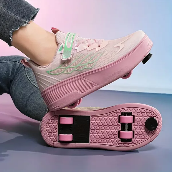 Chaussures à roulettes détachables pour enfants – baskets respirantes 4 roues