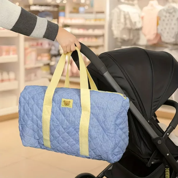 Sac à langer matelassé multifonction – tissu teddy lavable, grande capacité