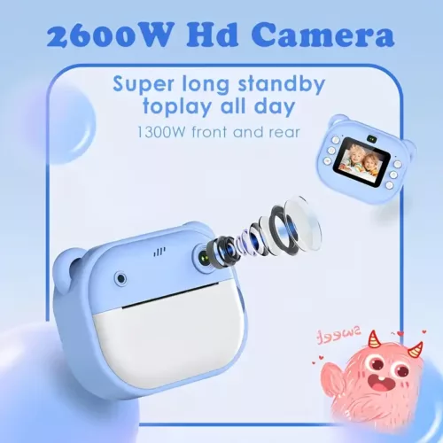 Appareil photo instantané enfant avec impression thermique et fonction vidéo dessin