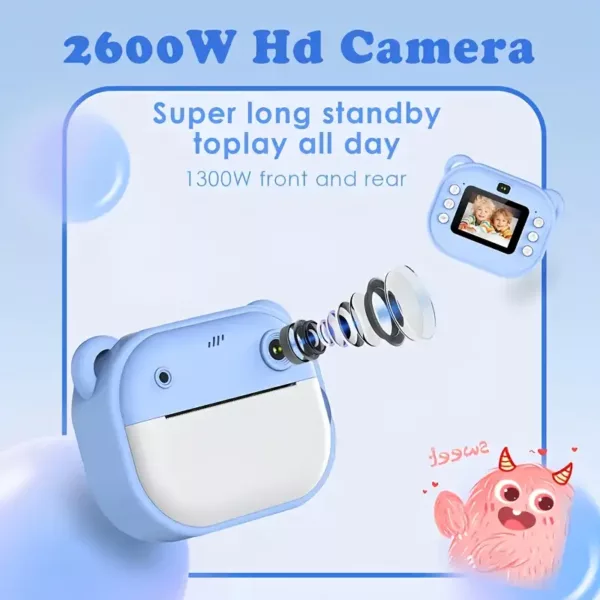 Appareil photo instantané enfant avec impression thermique et fonction vidéo dessin