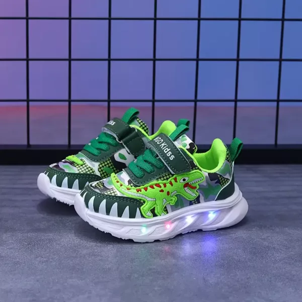 Baskets enfants dinosaure avec lumières LED – chaussures sport fun et lumineuses
